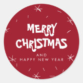メリークリスマスとハッピーニューイヤーのシール ラウンドシール (正面)