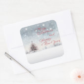 メリークリスマスとハッピーニューイヤーのステッカー スクエアシール (封筒)