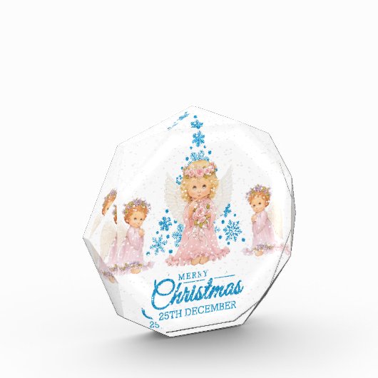 メリークリスマスとハッピーニューイヤーのステンレスサイト フォトブロック (左)