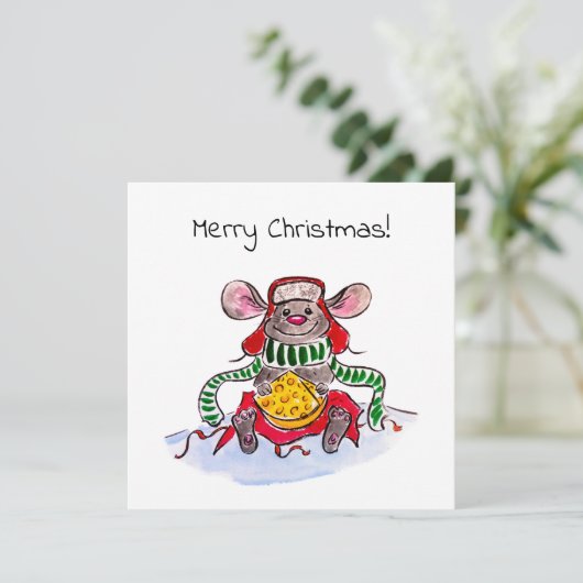 メリークリスマスとハッピーニューイヤーのチーズマウス シーズンカード (スタンド正面)