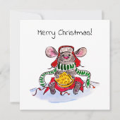 メリークリスマスとハッピーニューイヤーのチーズマウス シーズンカード (正面)
