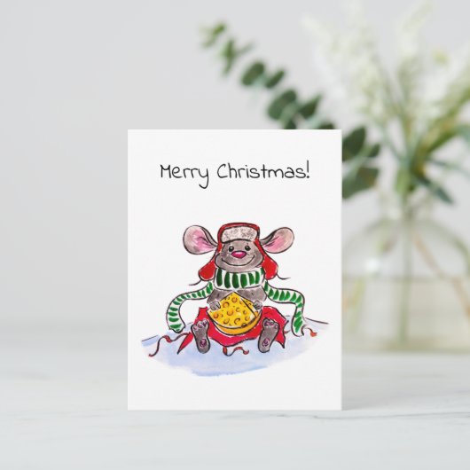 メリークリスマスとハッピーニューイヤーのチーズマウス シーズンポストカード (スタンド正面)