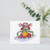 メリークリスマスとハッピーニューイヤーのチーズマウス ポストカード (スタンド正面)