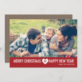 メリークリスマスとハッピーニューイヤーのフォトグリーティング シーズンカード (正面/裏面)