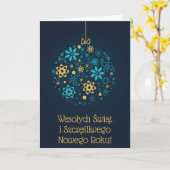 メリークリスマスとハッピーニューイヤーのポーランドのカード カード (黄色い花)