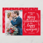 メリークリスマスとハッピーニューイヤーの写真カード シーズンカード (正面/裏面)