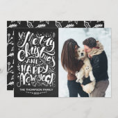 メリークリスマスとハッピーニューイヤーの写真カード シーズンカード (正面/裏面)