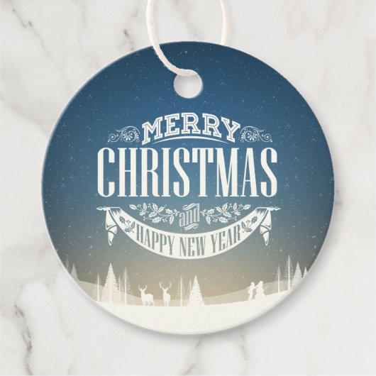 メリークリスマスとハッピーニューイヤーの雪景色 フェイバータグ (正面)