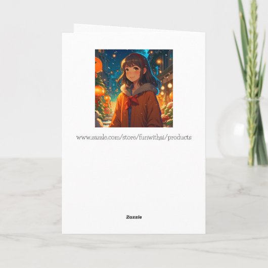 メリークリスマスとハッピーニューイヤーをテーマにしたアニメ カード (裏面)