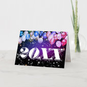 メリークリスマスとハッピーニューイヤーエレガント・シルバー 箔シーズンカード (正面)