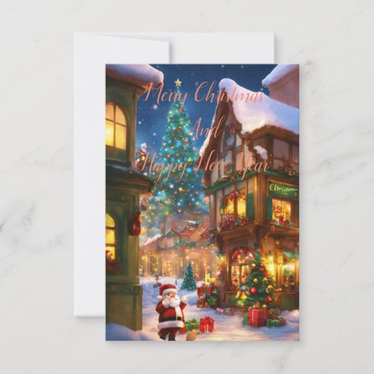 メリークリスマスとハッピーニューイヤーカード サンキューカード (正面)