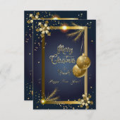 メリークリスマスとハッピーニューイヤーカード 出欠カード (正面/裏面)