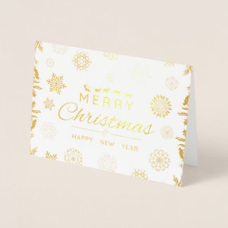 メリークリスマスとハッピーニューイヤーカード 箔カード