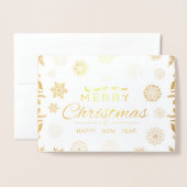 メリークリスマスとハッピーニューイヤーカード 箔カード (封筒付き正面)