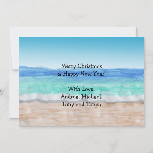 メリークリスマスとハッピーニューイヤーサンタビーチ カード (裏面)
