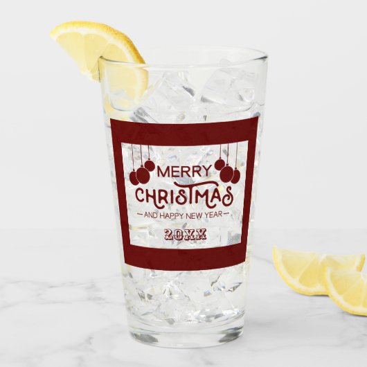 メリークリスマスとハッピーニューイヤータイポグラフィ タンブラーグラス (アイス正面)