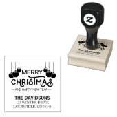 メリークリスマスとハッピーニューイヤータイポグラフィ ラバースタンプ (押印)