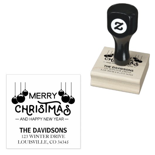 メリークリスマスとハッピーニューイヤータイポグラフィ ラバースタンプ (押印)