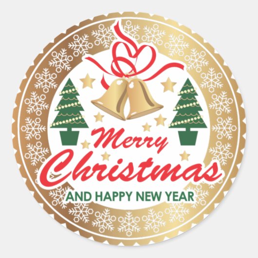 メリークリスマスとハッピーニューイヤービジネス ラウンドシール (正面)
