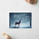 メリークリスマスとハッピーニューイヤーフラットノートカード ノートカード (正面/裏面インサイチュ)