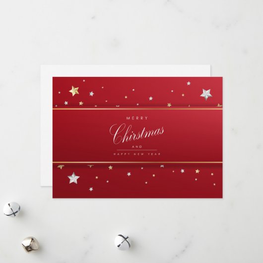 メリークリスマスとハッピーニューイヤーホリデーカード シーズンカード (正面/裏面インサイチュ)