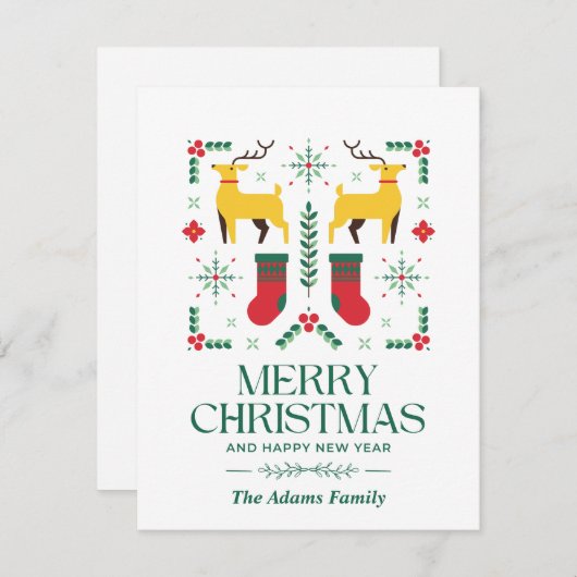 メリークリスマスとハッピーニューイヤーホリデーカード シーズンカード (正面/裏面)
