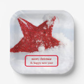メリークリスマスとハッピーニューイヤーホリデーカード ペーパープレート (正面)