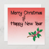 メリークリスマスとハッピーニューイヤーホリー 招待状 (正面/裏面)