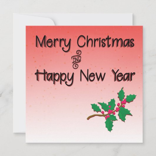 メリークリスマスとハッピーニューイヤーホリー 招待状 (正面)