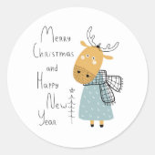 メリークリスマスとハッピーニューイヤームース ラウンドシール (正面)