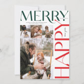 メリークリスマスとハッピーニューイヤーモダン、4枚の写真 シーズンカード (正面)