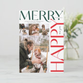 メリークリスマスとハッピーニューイヤーモダン、4枚の写真 シーズンカード (スタンド正面)