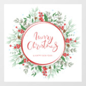 メリークリスマスとハッピーニューイヤーリース ウィンドウサイン (シート)