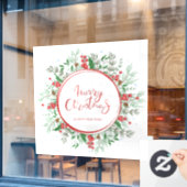 メリークリスマスとハッピーニューイヤーリース ウィンドウサイン (カフェ窓)