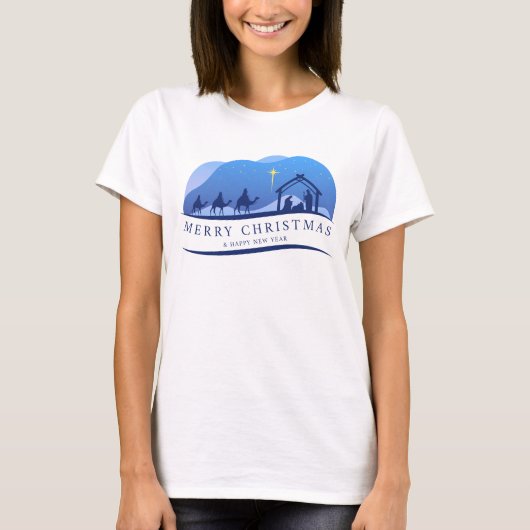 メリークリスマスとハッピーニューイヤー出生 Tシャツ (正面)