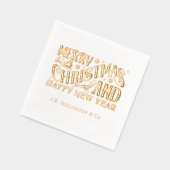 メリークリスマスとハッピーニューイヤー社名 箔ナプキン (左)