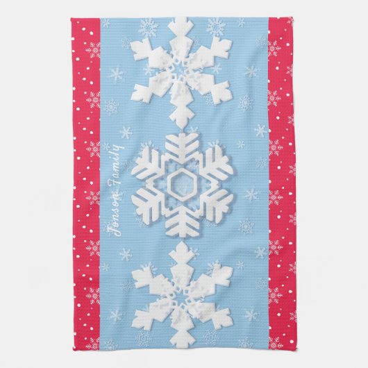 メリークリスマスとハッピーニューイヤー素朴雪 キッチンタオル (縦)