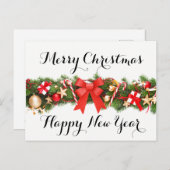 メリークリスマスとハッピーニューイヤー葉書 シーズンポストカード (正面/裏面)