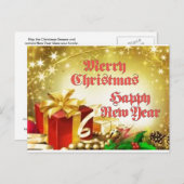 メリークリスマスとハッピーニューイヤー葉書 シーズンポストカード (正面/裏面)