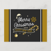 メリークリスマスとハッピーニューイヤー葉書 ポストカード (正面)