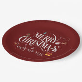 メリークリスマスとハッピーニューイヤー赤 ペーパープレート (アングル)