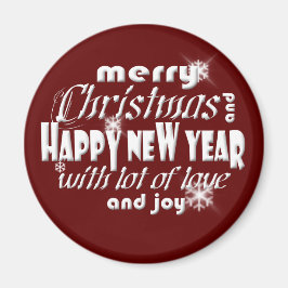 メリークリスマスとハッピーニューイヤー赤 マグネット