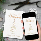 メリークリスマスとハッピーニューイヤー金ゴールドグリッター シーズンカード