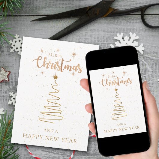 メリークリスマスとハッピーニューイヤー金ゴールドグリッター シーズンカード