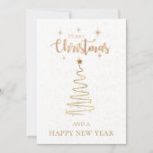 メリークリスマスとハッピーニューイヤー金ゴールドグリッター シーズンカード (正面)
