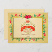 メリークリスマスとハッピーニューイヤー金ゴールド枠 ポストカード (正面/裏面)