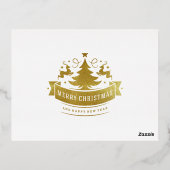 メリークリスマスとハッピーニューイヤー金ゴールド枠 箔シーズンポストカード (裏面)