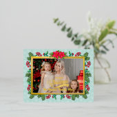 メリークリスマスとハッピーニューイヤー金ゴールド枠 箔シーズンポストカード (立ち正面)