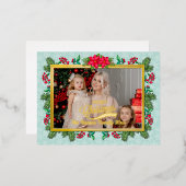 メリークリスマスとハッピーニューイヤー金ゴールド枠 箔シーズンポストカード (正面/裏面)