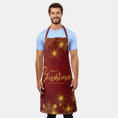 メリークリスマスとハッピーニューイヤー雪 エプロン (着用した状態)